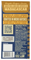 Closeup of Beyond Good 72% candied ginger chocolate showing texture