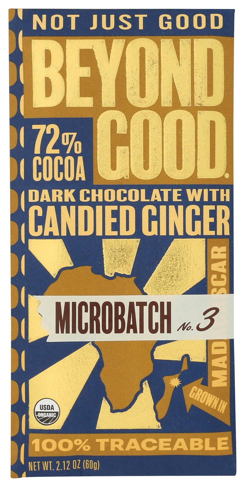 Beyond Good Organic 72 Ginger Bar wrapped, premium snack ready for on-the-go enjoyment