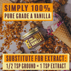 Beyond Good vanilla powder poured into ice cream for silky sweetness