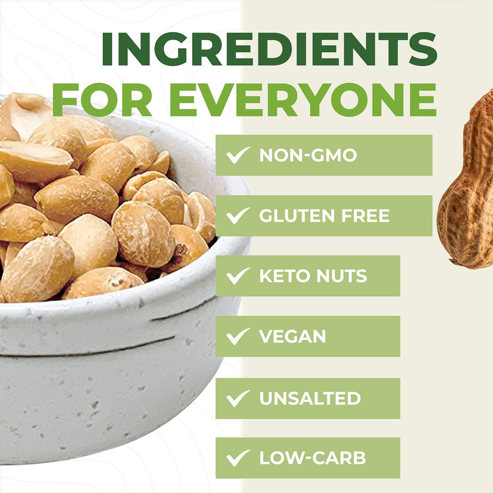 Beyond Nature peanuts, no oil and no salt, visual showcasing clean ingredient list.
