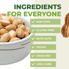 Beyond Nature peanuts, no oil and no salt, visual showcasing clean ingredient list.
