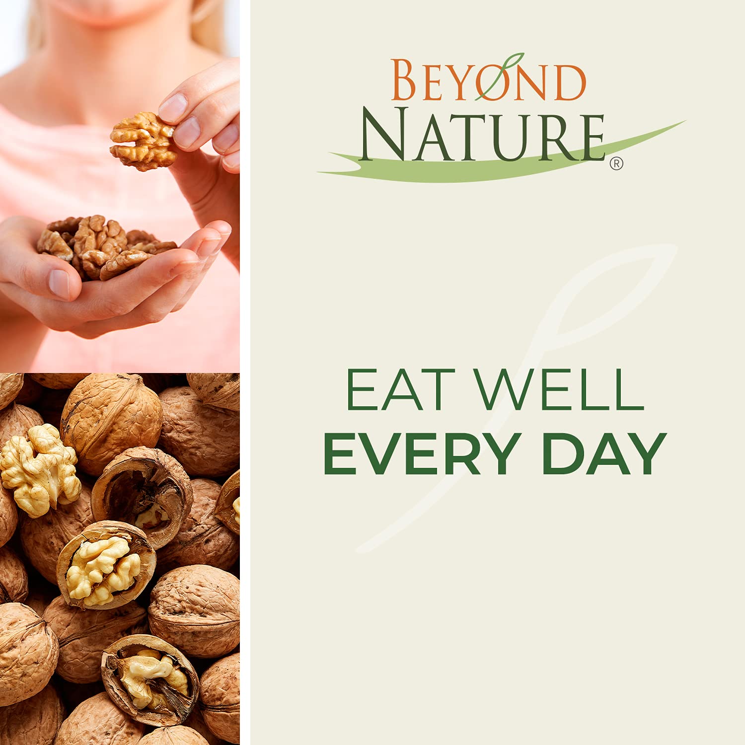 Beyond Nature walnuts as baking ingredient offer texture and depth to recipes.