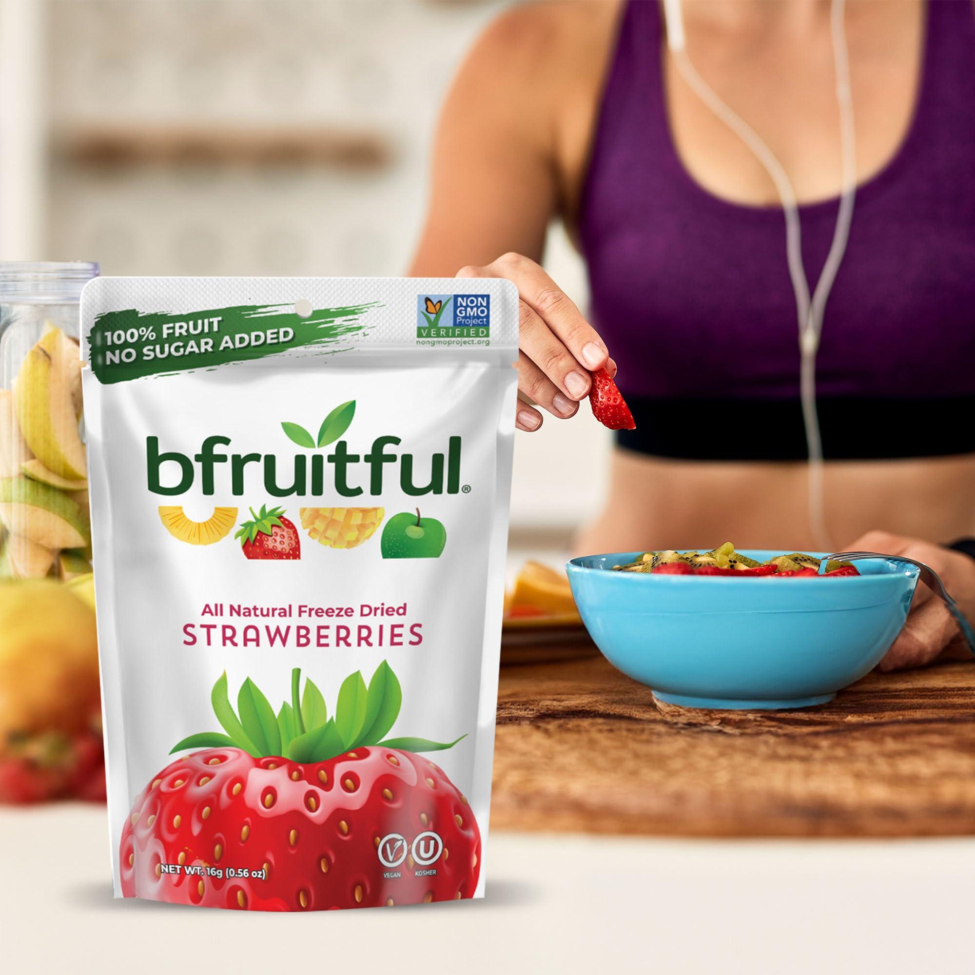 bfruitful freeze-dried strawberries real-fruit-slices in bag.