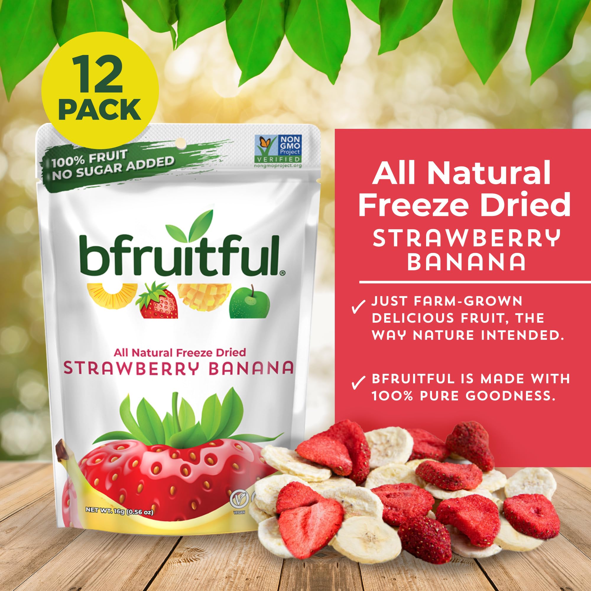 bfruitful fresh-fruit aroma close-up of freeze-dried strawberries and bananas for a natural snack.