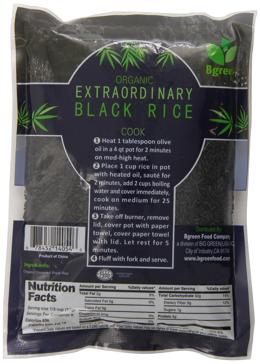 Bgreen Organic Black Rice raw grains displaying rich color and texture