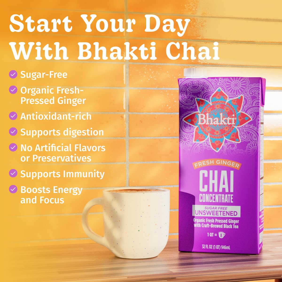 Refreshing iced chai made with Bhakti concentrate and dairy-free milk.
