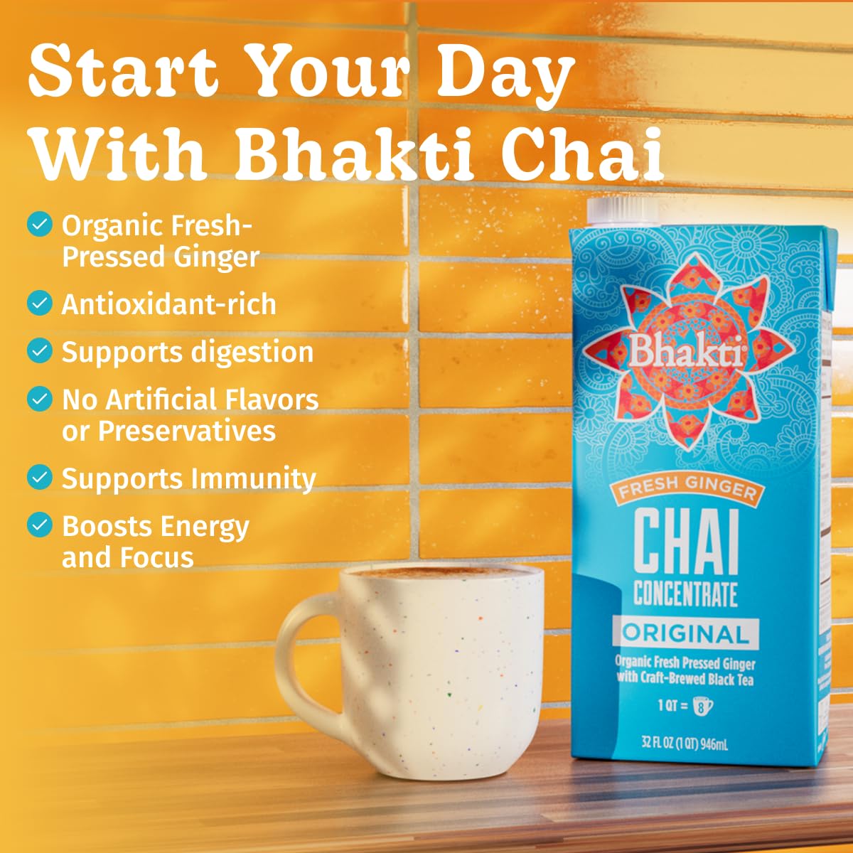 Morning latte setup with Bhakti concentrate and an espresso cup