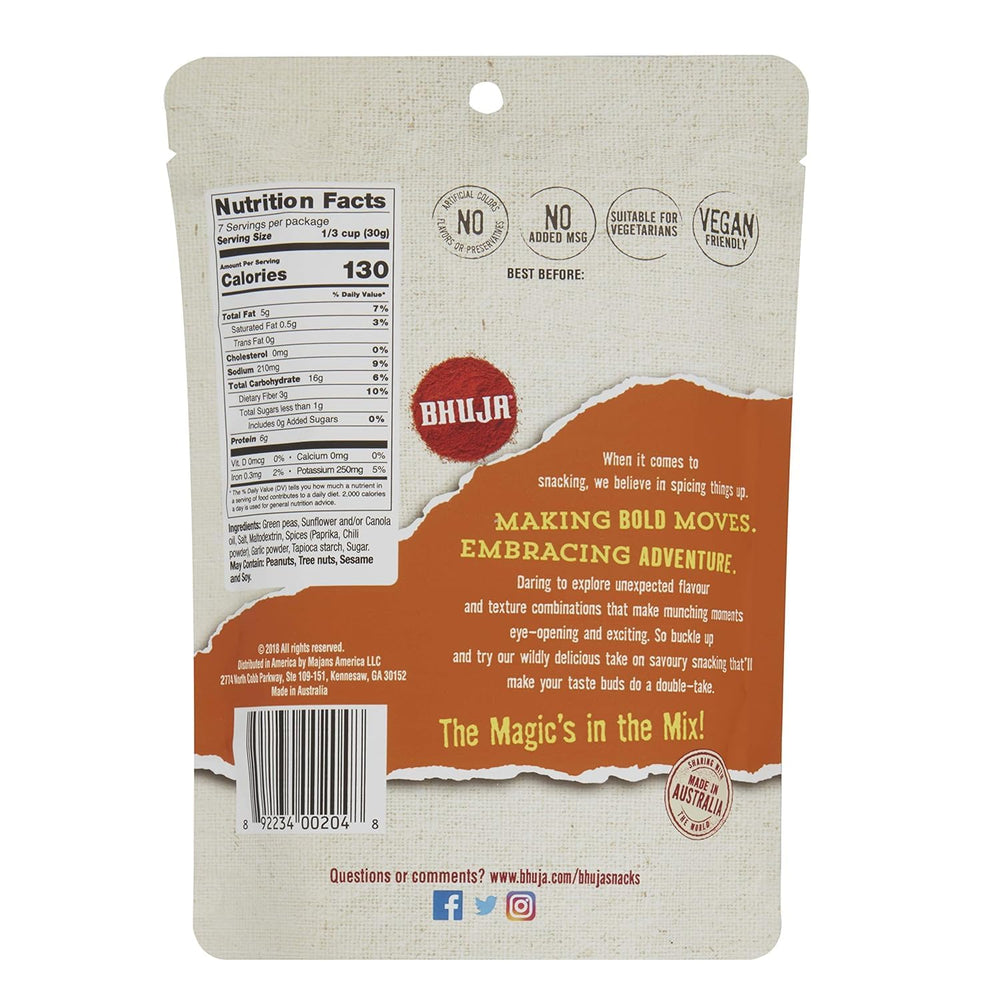 Bhuja Majans spiced garden peas, ideal for pairings with drinks