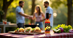 Bhut Kisser Ghost Pepper bottle label close-up with intensity and flavor