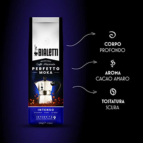 Bialetti Perfetto Moka filter-fill guidance helps achieve balanced, full extraction.