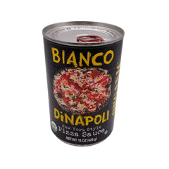 Bianco DiNapoli pizza sauce jar closeup shows rich, natural tomato flavor for NYC pies.