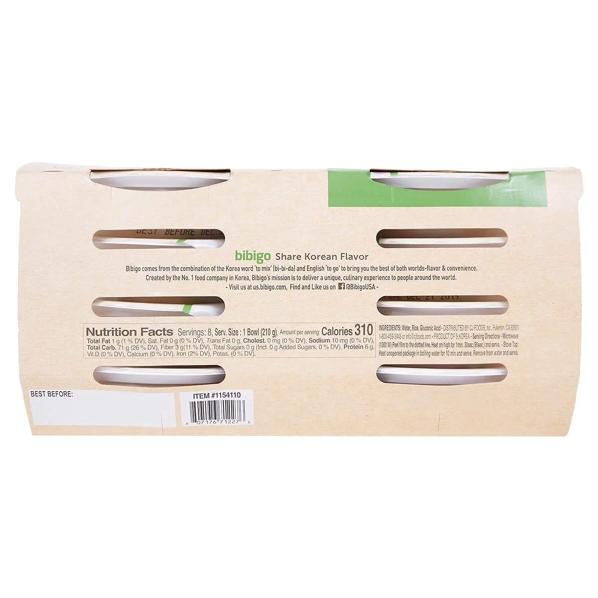 Bibigo gluten-free cooked white rice, heat-and-serve for quick meals.