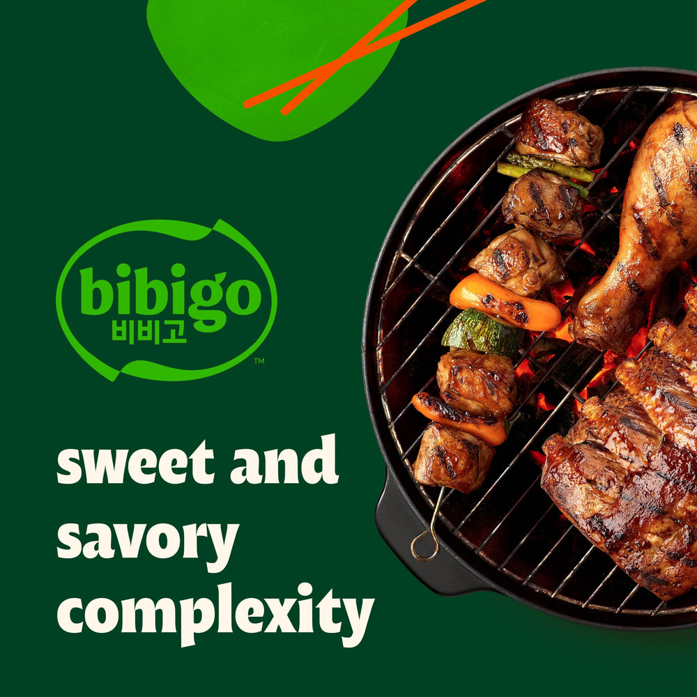 Dipping plate featuring Bibigo Original Korean BBQ Sauce for easy use.