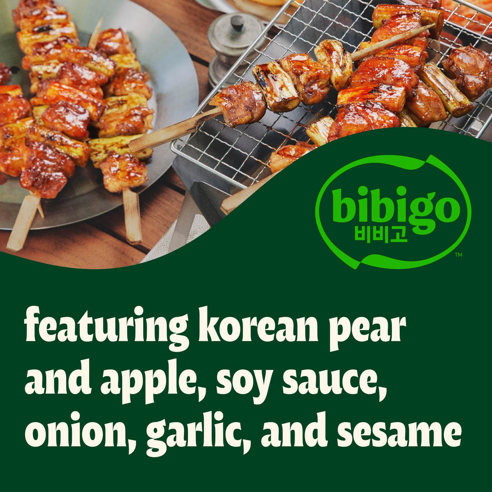 Glazed chicken skewers with Bibigo Original Korean BBQ Sauce.