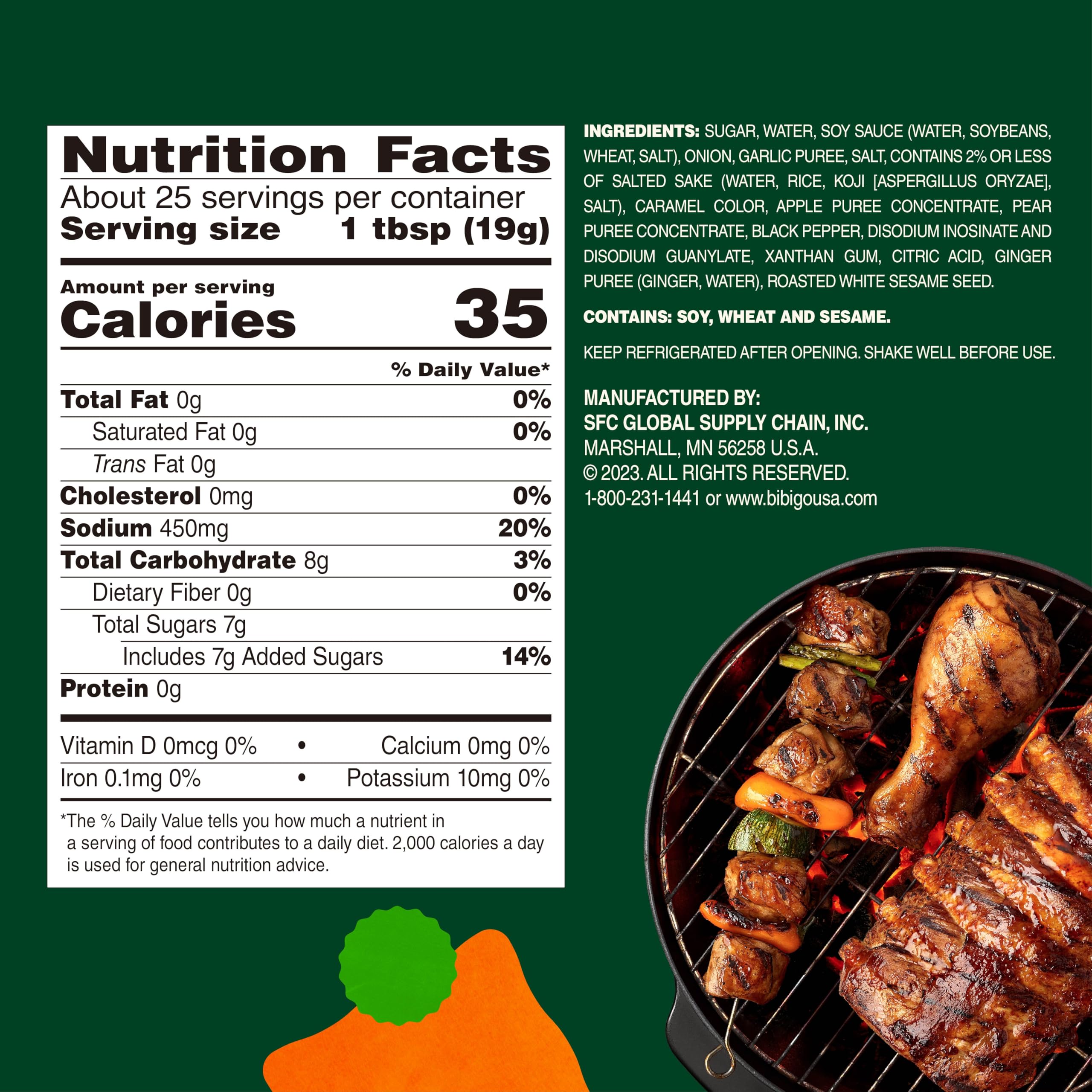 Pack-of-6 front view of Bibigo Original Korean BBQ Sauce shows value for families.