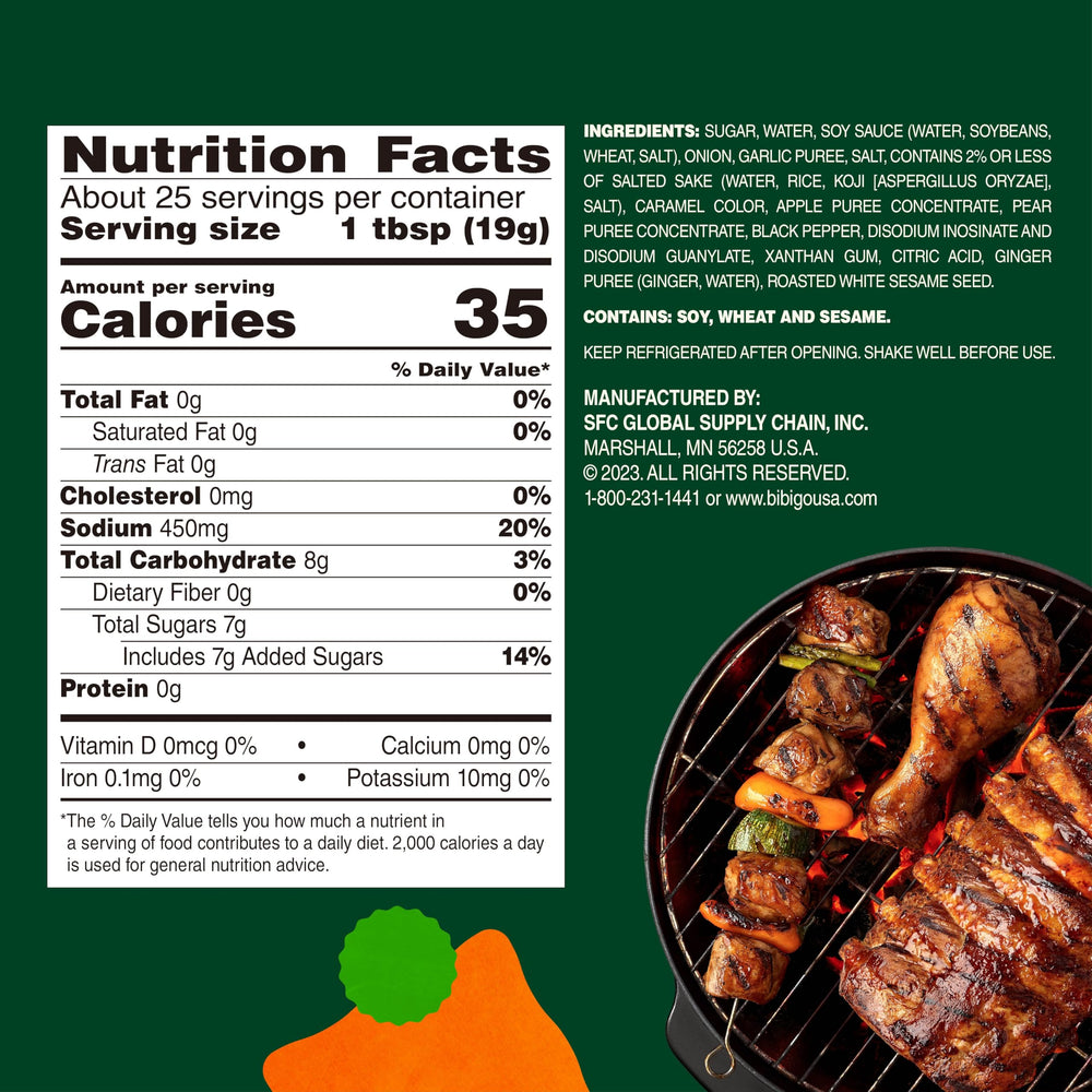 Pack-of-6 front view of Bibigo Original Korean BBQ Sauce shows value for families.