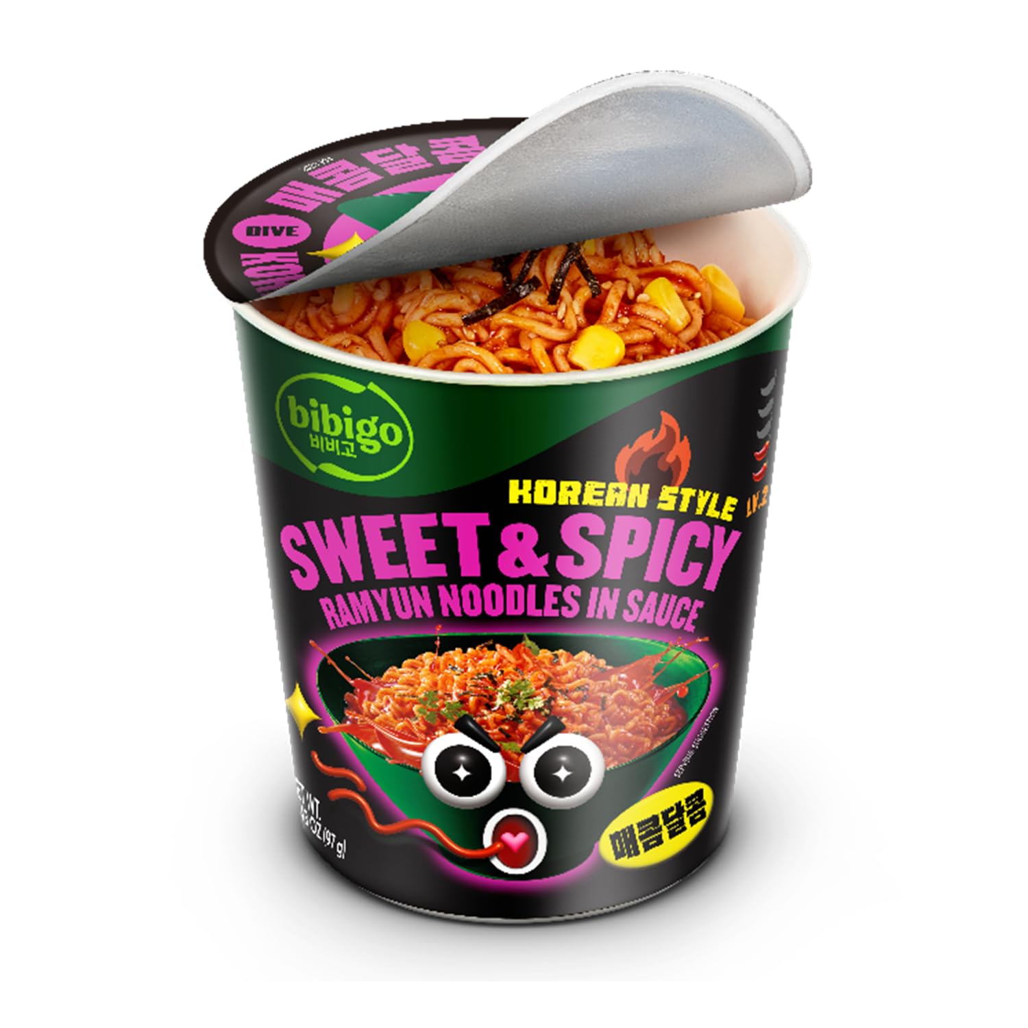 Bibigo Ramyun noodles in a steaming bowl; quick weeknight meal with bold flavor