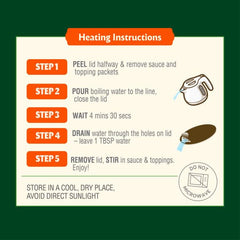 Bibigo Ramyun seasoning packet closeup emphasizes balanced heat and depth