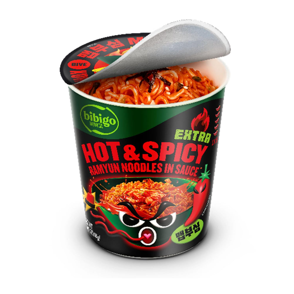 Bibigo Ramyun spicy noodles pack front highlights authentic Korean flavor you can enjoy