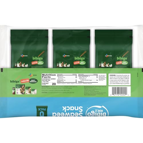 Bibigo Sea Salt Seaweed Snacks crisp slices highlight light texture.