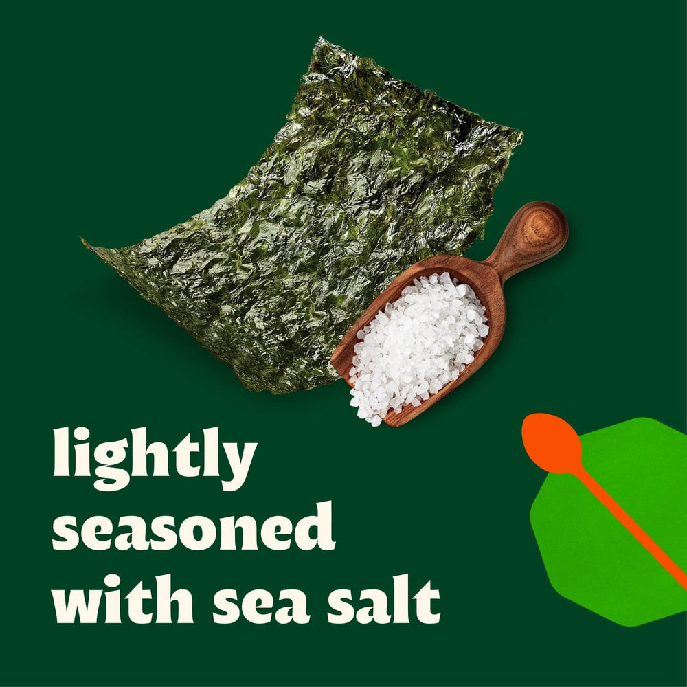 Bibigo Sea Salt Seaweed Snacks pair well with poke bowls for crunch.