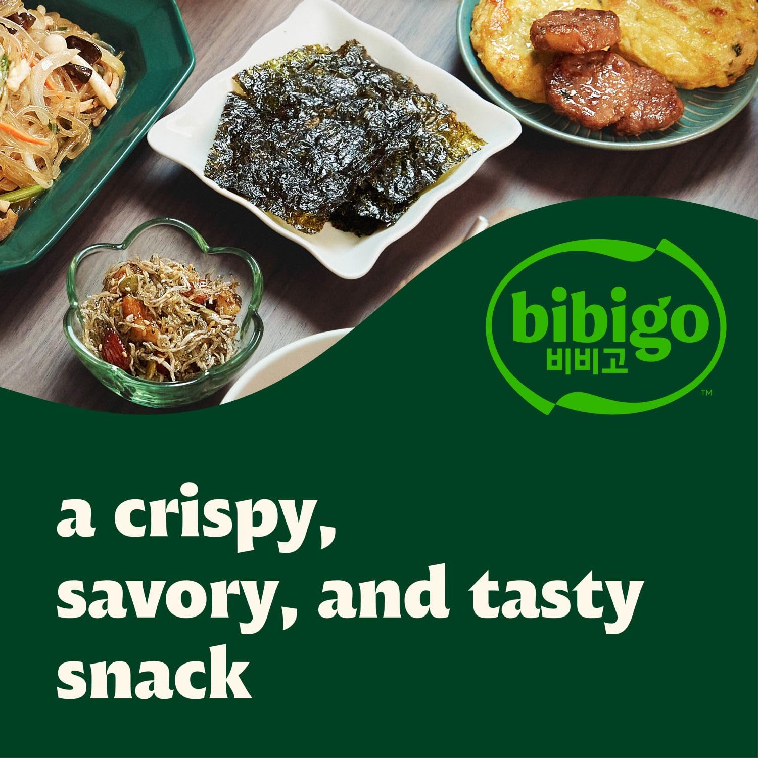 Bibigo Sea Salt Seaweed Snacks proudly labeled vegan and gluten-free.