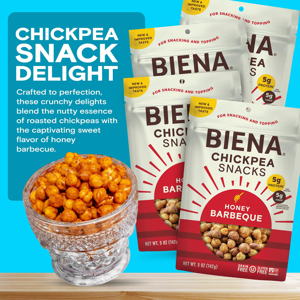 BIENA Chickpea Snacks BBQ serving bowl ready-to-eat snack.