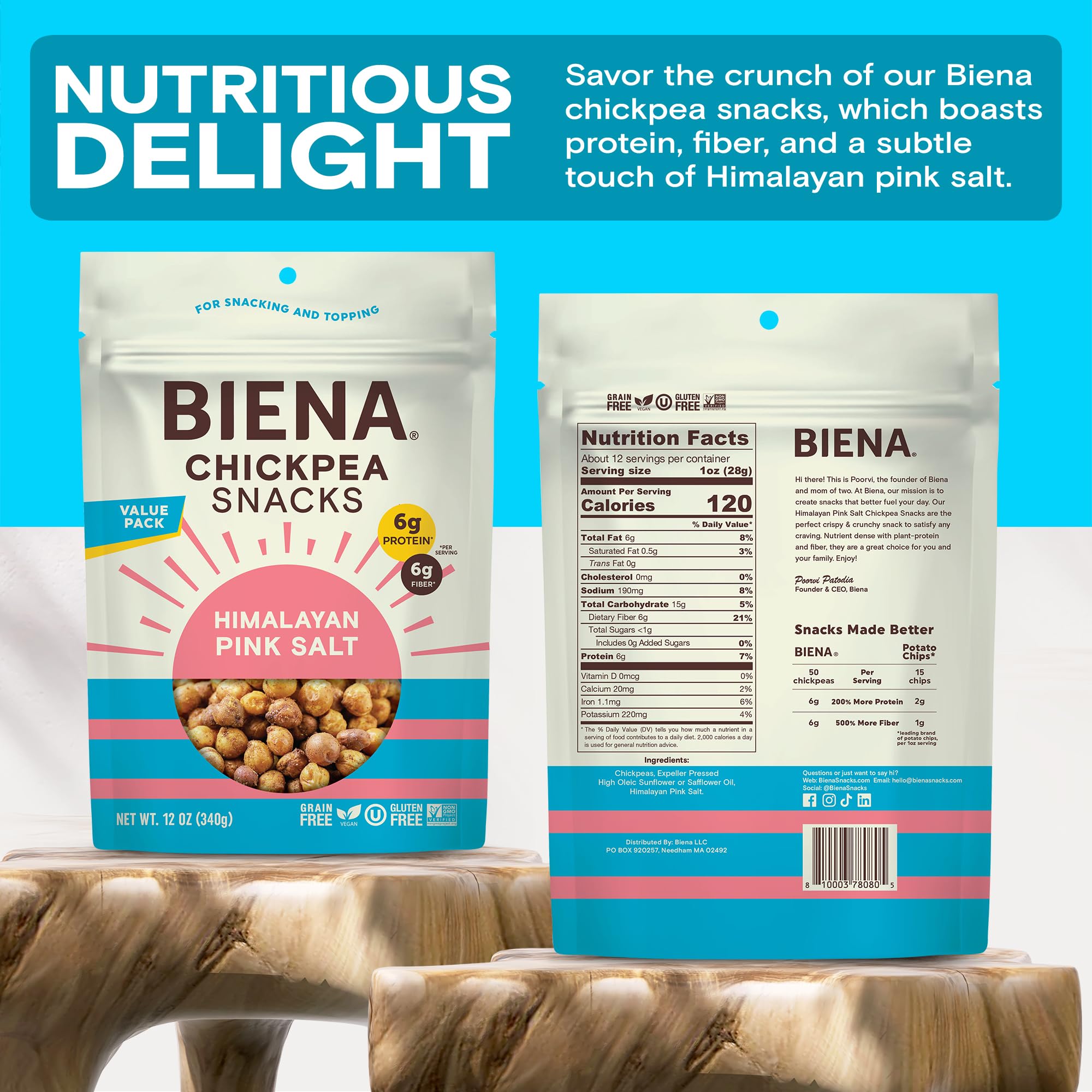 BIENA Chickpea Snacks dairy-free and peanut/tree-nut-free for allergy-conscious snacking