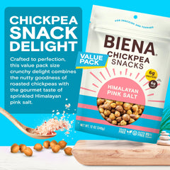 BIENA Chickpea Snacks with Himalayan pink salt dusting for balanced flavor and crunch