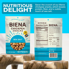BIENA Chickpea Snacks Sea Salt bag refreshes lunches with wholesome plant protein