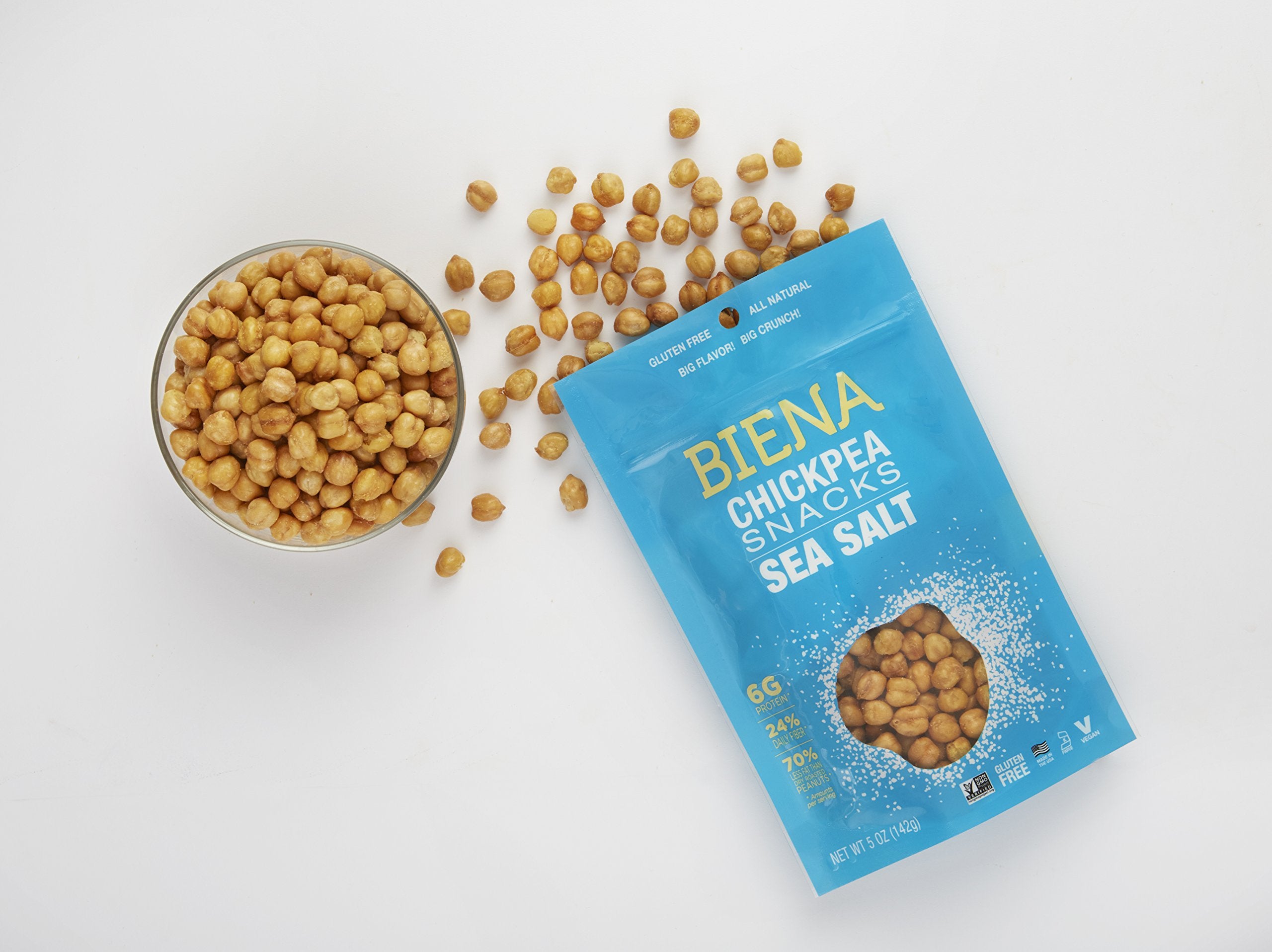 Gluten-free, vegan BIENA chickpeas ideal for busy lunches.