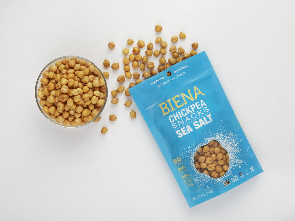 Gluten-free, vegan BIENA chickpeas ideal for busy lunches.