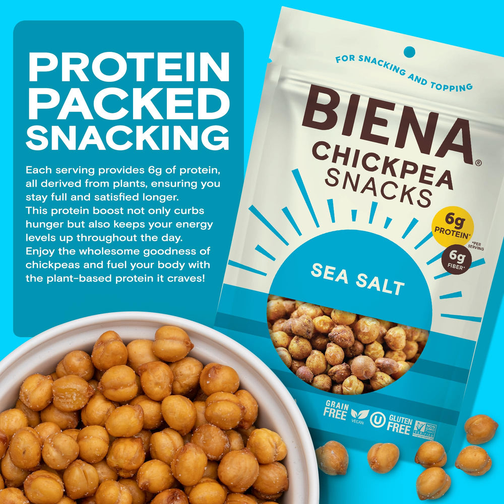 BIENA Chickpea Snacks Sea Salt on salad adds protein and crunch