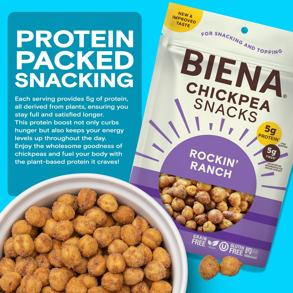BIENA Chickpeas Snack Ingredients display simple, real ingredients for a clean vegan option.