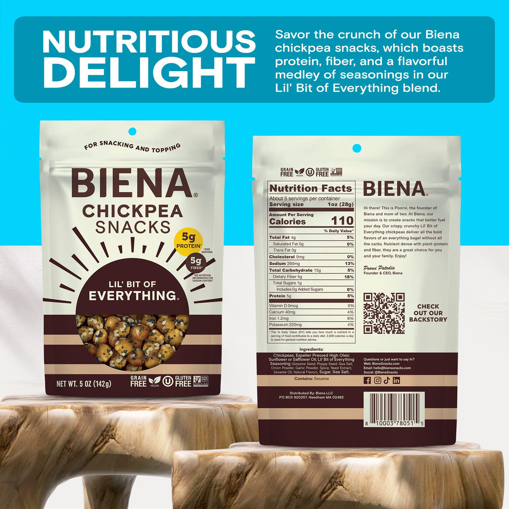 BIENA Crispy roasted chickpeas for a satisfying on-the-go crunch.