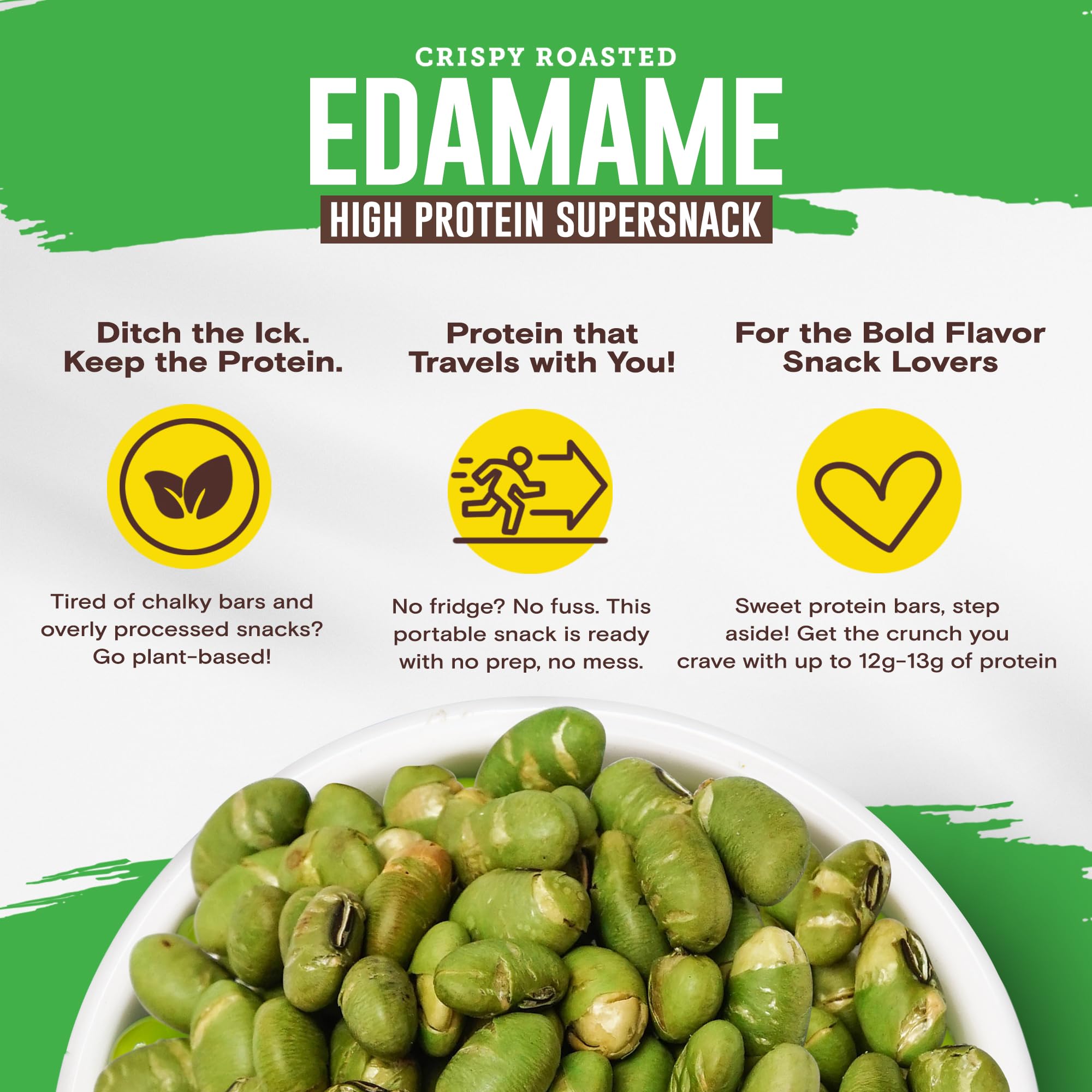 BIENA Avocado-oil edamame provides a heart-healthy fat impression.