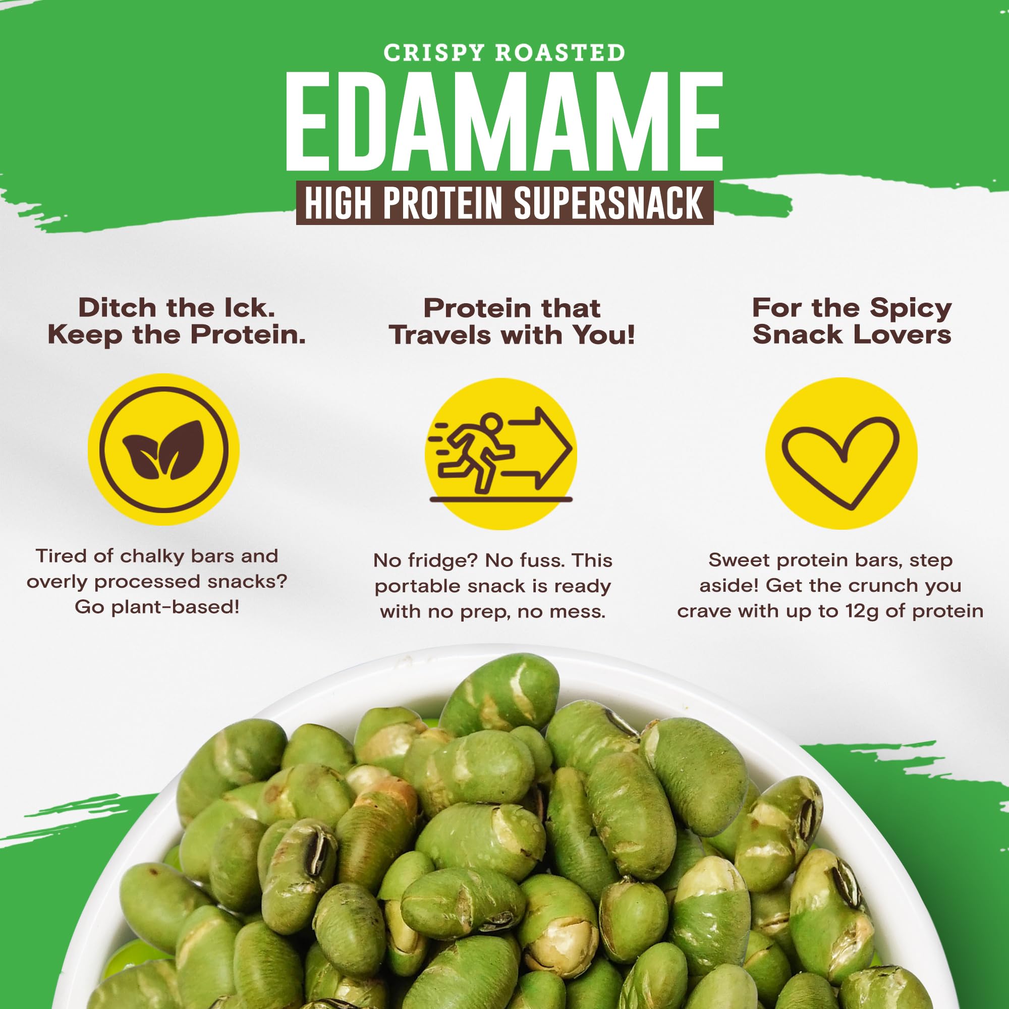 Biena Edamame Crunch close-up showcasing crispy exterior and tender interior