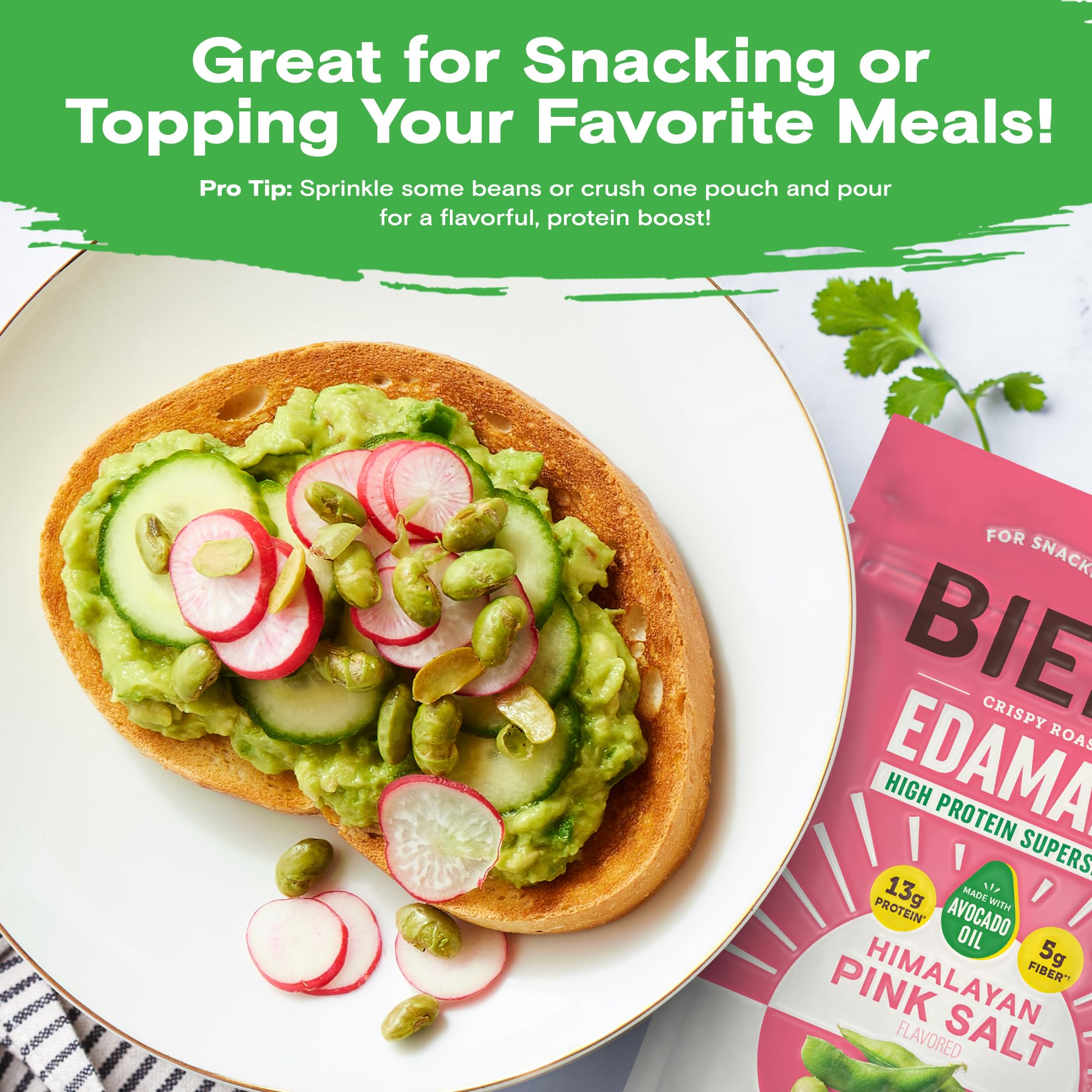 BIENA Himalayan pink salt detail emphasizes bold savory flavor.