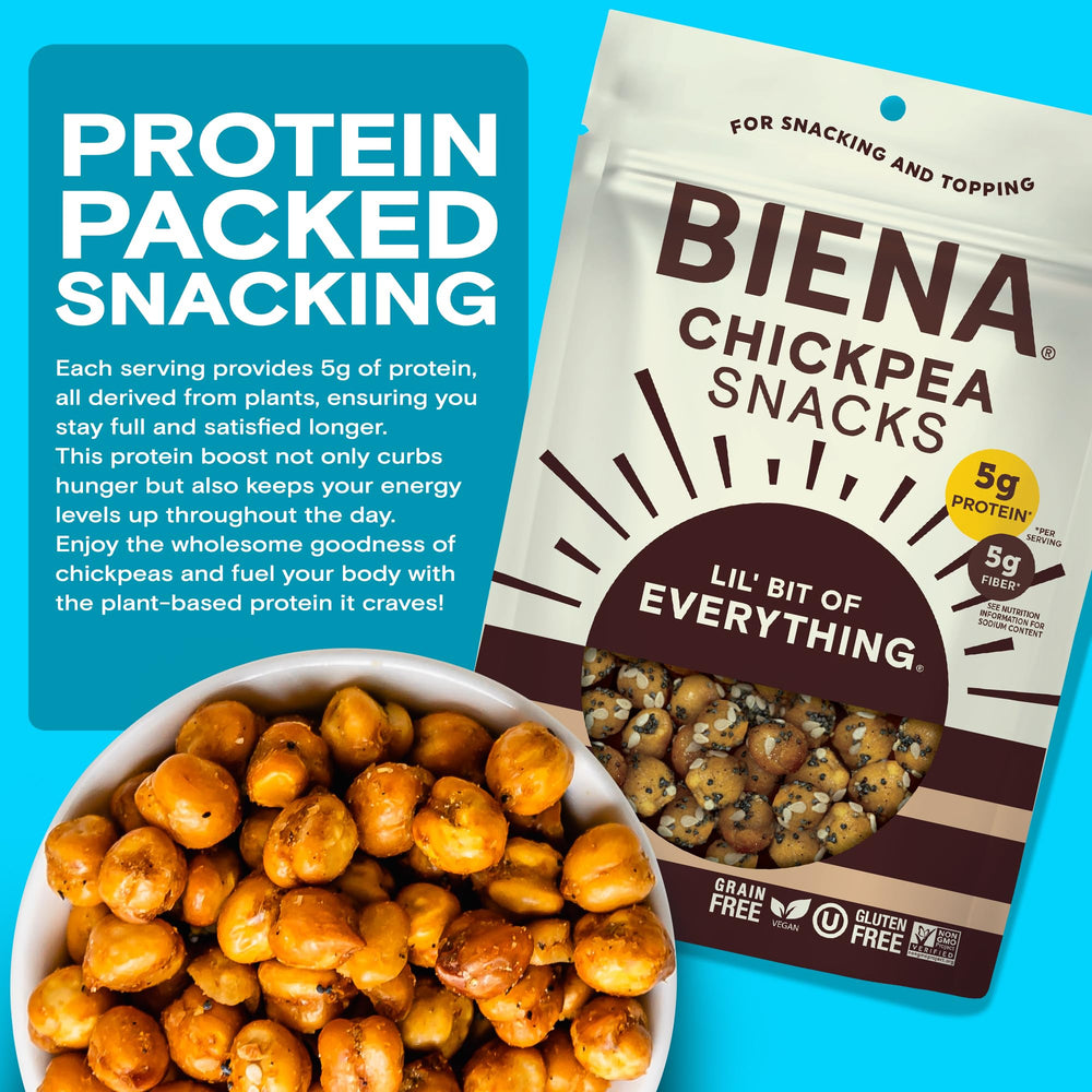 BIENA Everything-bagel flavor chickpeas add texture to meals.