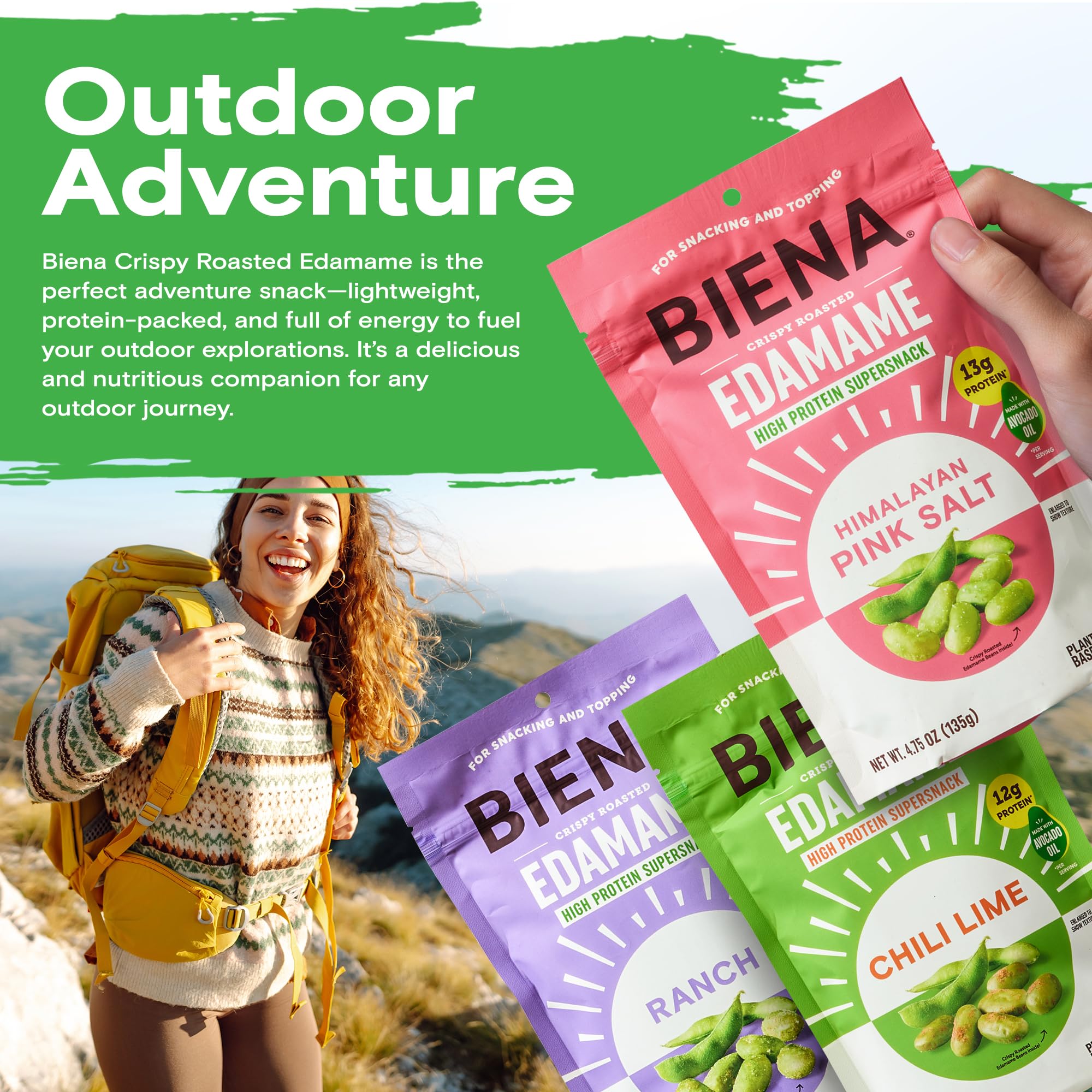 BIENA gluten-free vegan edamame snack options
