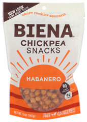 BIENA Habanero Chickpeas snack bag showing bold flavor and protein boost