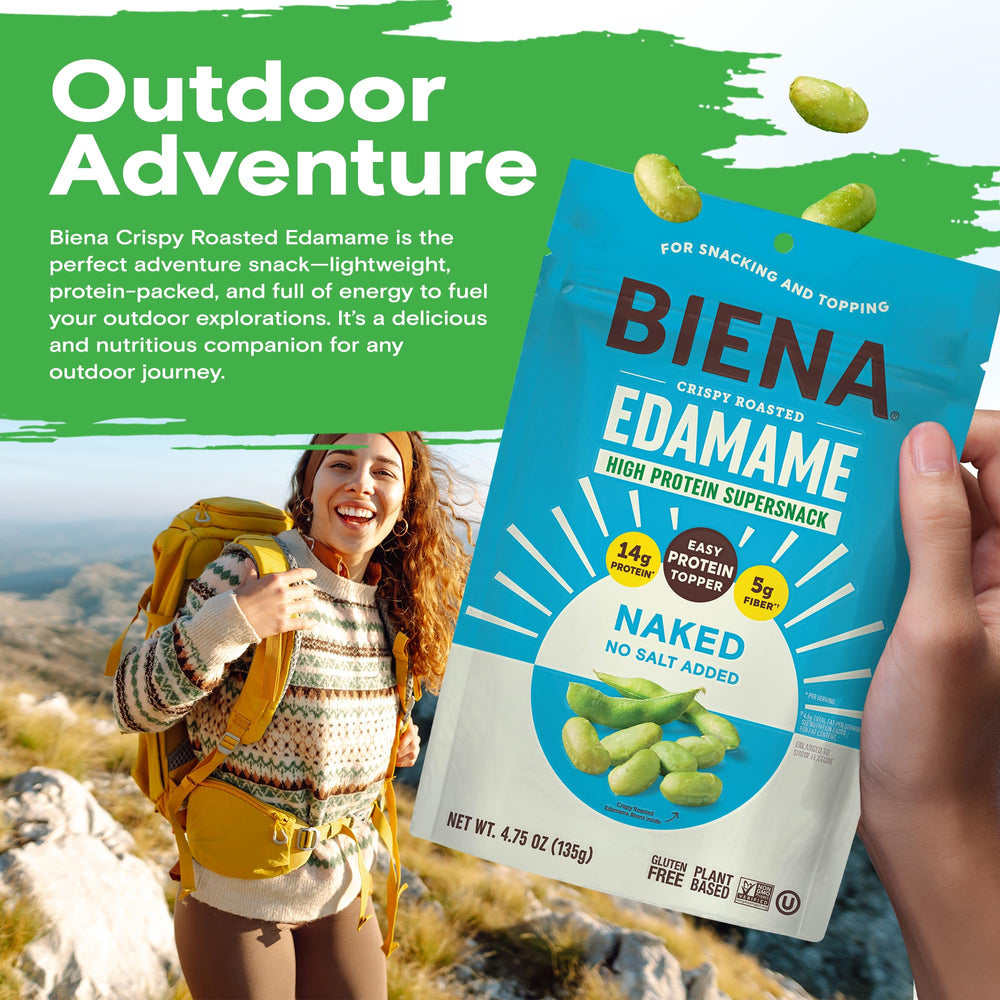 BIENA Naked Edamame served in a bowl, ideal as a salad topping.