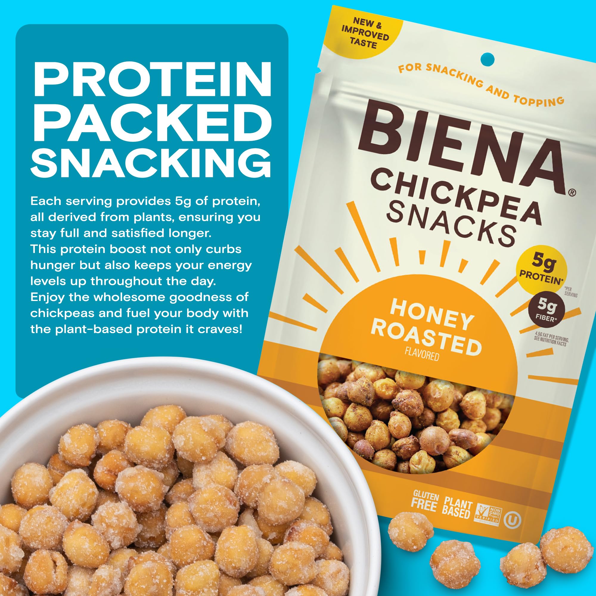 BIENA Resealable 4-pack packaging emphasizes convenience and freshness.