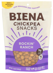 BIENA Rockin' Ranch chickpeas snack pack with a satisfying crunch and plant-based protein.