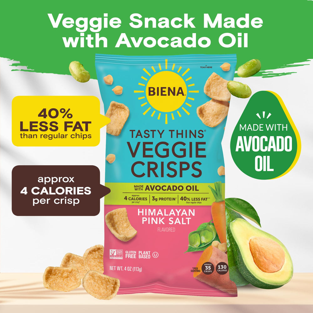 BIENA Tasty Thins Himalayan Pink Salt with a crave-worthy crunch