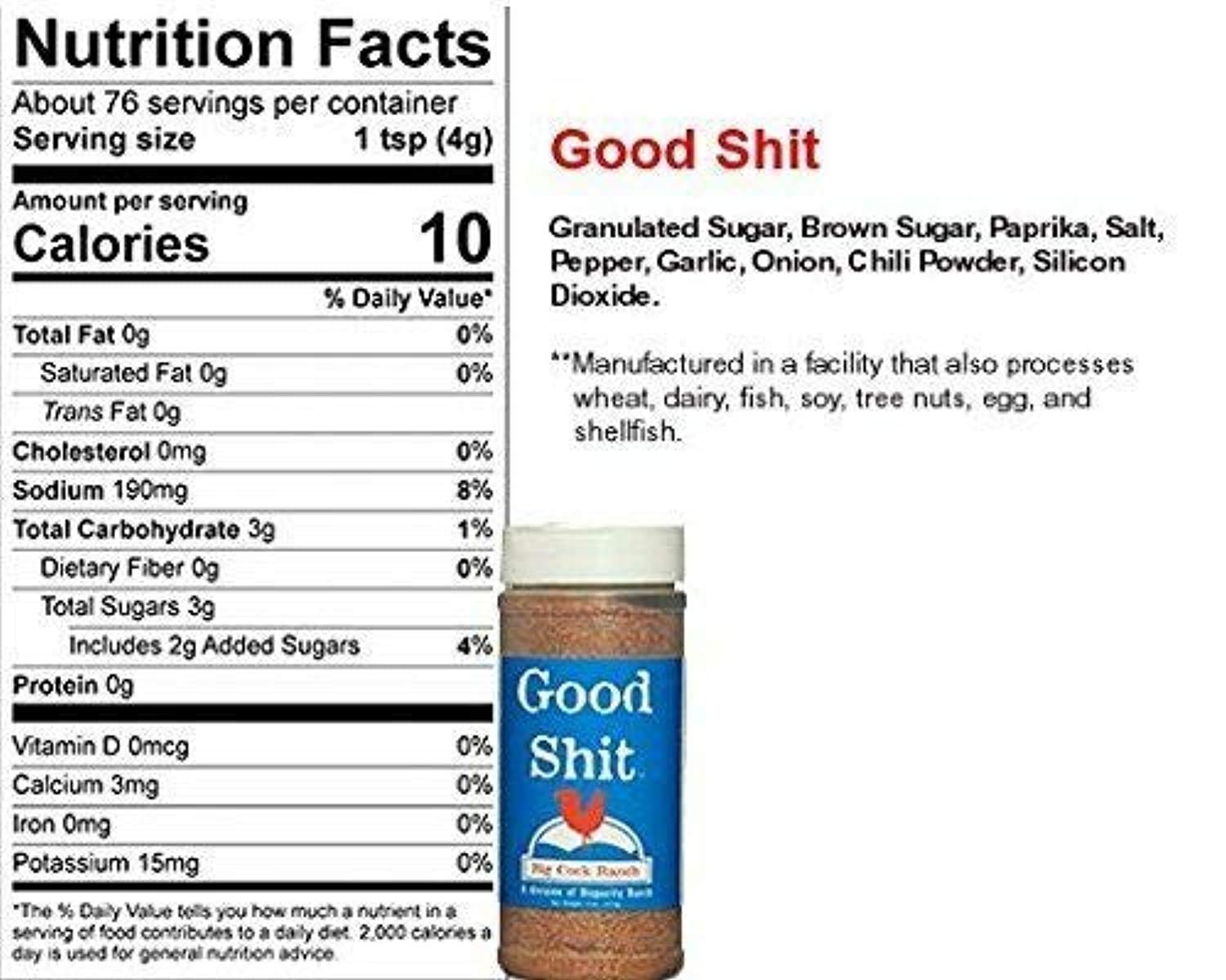 Big Cock Ranch Good Shit Seasoning label close-up highlights gourmet spice blend