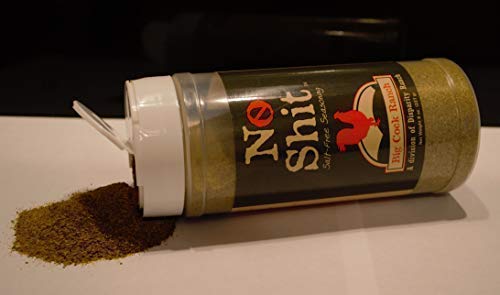 Big Cock Ranch No Shit Salt Free Seasoning packaging compact for pantry storage.