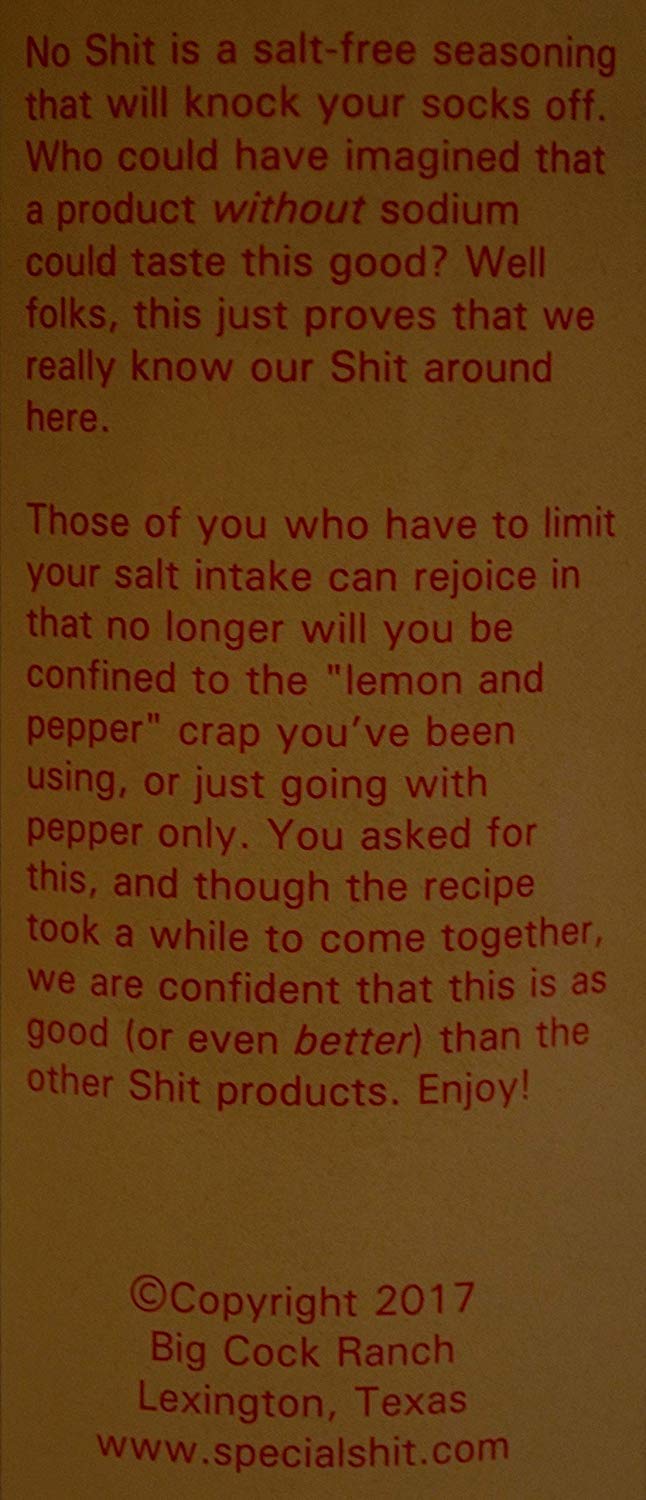Big Cock Ranch No Shit Salt Free Seasoning on vegetables shows versatility for proteins and plants.