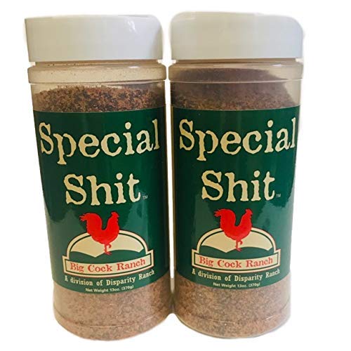 Big Cock Ranch Special Shit Seasoning bottle boosts flavor on steaks and veggies.