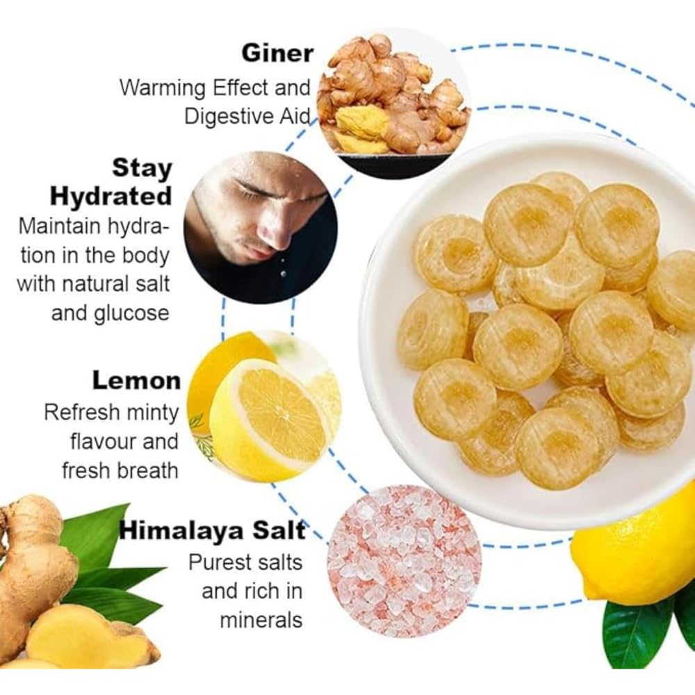 Big Foot Himalaya Salt Candy Ginger Lemon close-up reveals glossy, slow-dissolving texture.